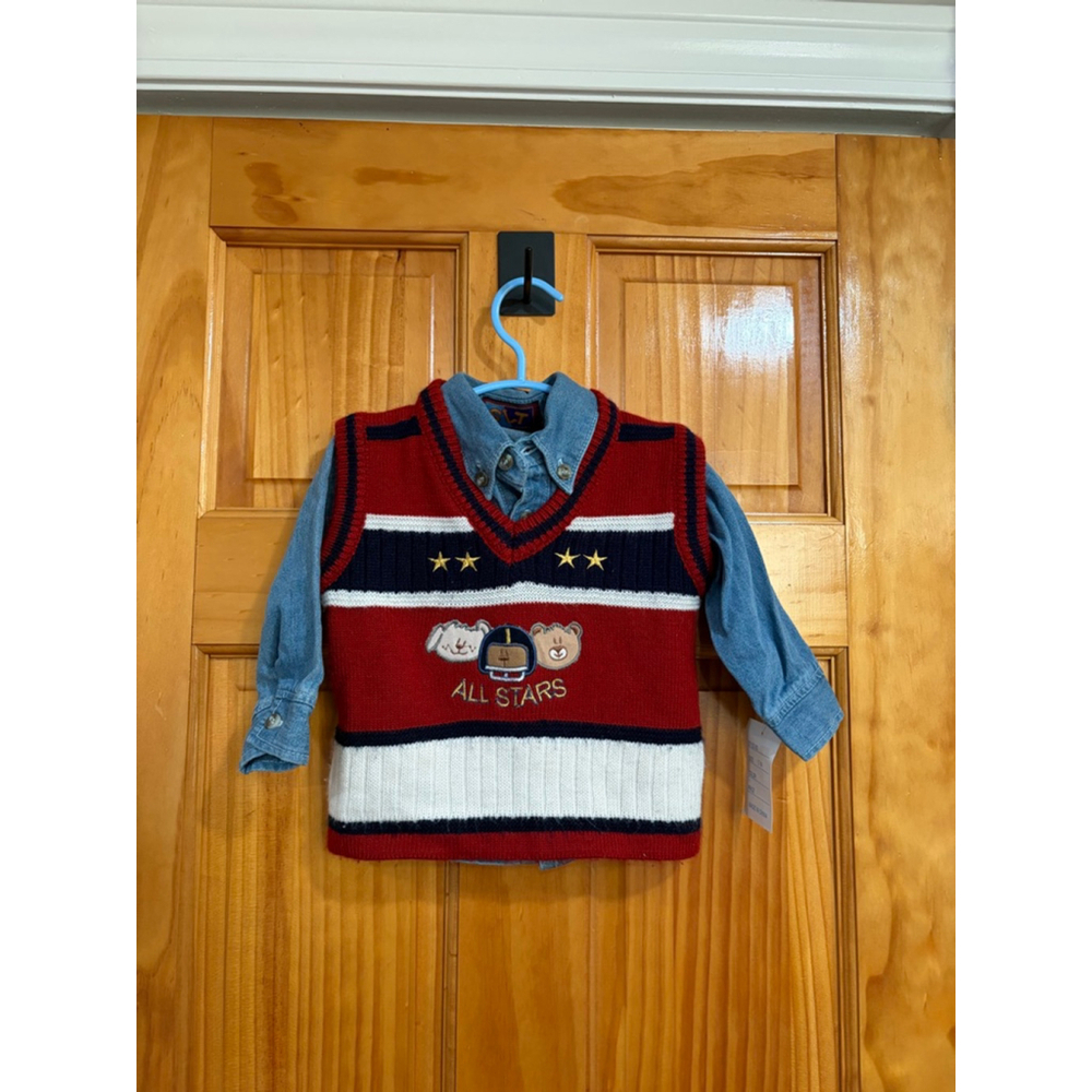 SLT Baby Sweater Vest Denim Shirt Set All Stars Embroidered NWT 12M